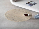 22x22x25.5" Cream Round Side Table with Pedestal Base W2078P170346