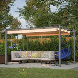 ZNTS 10' x 13' Aluminum Patio Pergola with Retractable Pergola Canopy, Backyard Shade Shelter for Porch, W2505P155205