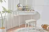 Modern Corner Makeup Vanity Desk with Large Storage, LED Mirror & Stool, Brightness Adjustable, N844P263664A