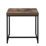 Weathered Oak and Black Rectangular End Table B062P181351
