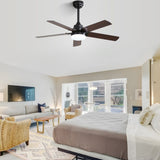 42 Inch Modern Ceiling Fan With 3 Color Dimmable Light 5 Blades Remote Control Reversible DC Motor W882P164331