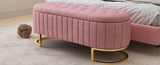Elegant Upholstered Velvet Storage Ottoman with Button-Tufted,Storage Bench with Metal Legs for N733P208522H