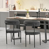 Grey Boucle Dining Chairs Set of 2,Mid-Century Modern Curved Backrest Chair,Round Upholstered W2533P170094