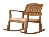 Acacia Wood Patio Outdoor Rocking Chair with cushions for Garden, Lawn, Backyard, Pool, 89125629