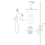 Dual Shower Head - 16 Inch Ceiling Mount Square Shower System with Rough-in Valve, Matte black W124381753