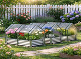 4 x 2 x 3 FT 3-in-1 Galvanized Raised Garden Bed with PVC Greenhouse Cover, Metal Elevated Planter 14650660
