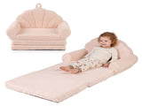 2-in-1 Flip Open Kids Sofa Lounger, Teddy Fleece Toddler Couch with Carry Handle for Ages 3 51601904
