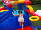 Inflatable Bounce House for Kids Water Slide Park with Climbing Wall, Splash Pool, 420D Oxford & 66114261