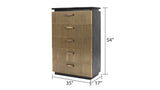 Modern Style 5-Drawer Chest Made With Mango Wood and Finished with Brass Metal B009128311