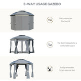 144x144 Inch Round Outdoor Gazebo, Patio Dome Gazebo Canopy Shelter with Double Roof, Netting 20014471