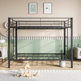 Metal Bunk Bed Twin Over Twin, Heavy Duty Twin Bunk Beds with shelf and Slatted Support No Box W840107070