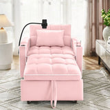 Convertible Sleeper Chair Sofa Adjustable Pull Out Sleeper Chair Multi-Pockets Folding Sofa W2353P268319