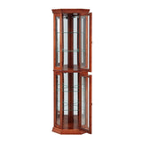Corner Curio Cabinet with Lights, Adjustable Tempered Glass Shelves, Mirrored Back, Display W1693111239