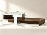 2-Tier Modern Geometric Coffee Table Engineered Wood Low Center Table with Storage Shelf, Waterproof 69288557
