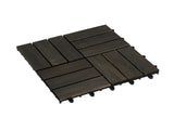Acacia Wood Interlocking Deck Tiles Checker Pattern, 10PCS 12" x 12" Square Dark Brown Acacia 21276083