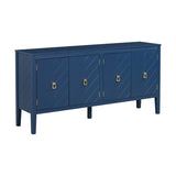 U_STYLE Four-Door Sideboard with Geometric Line Patterns and Vintage Metal Handles for Timeless N711P178748V