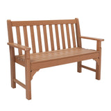49in Vertical Backrest Teak Color HDPE Bench 56728345