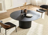 46.45 inch MDF Dining Table for Dining Room Round Dinner Tables Mid-Century Modern Table BLACK W876P263005