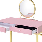 Coleen Pink & Gold Finish Vanity Desk W/Mirror & Jewelry Tray B2726P315739