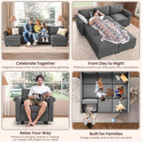 Modern 9-Seater Armless Linen Sectional Sofa, Convertible U Shaped Sofa Couch with with Storage, B2716P356111