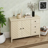 Modern 2 Door 3 Drawer Storage Cabinet,Buffet Cabinet with 2 Embossed Door for Living Room, Kitchen, W688P223053