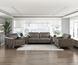 Brownish Gray Polished Microfiber Upholstery Elegant Modern Style Chair 1pc Solid Wood Living Room B011P204083