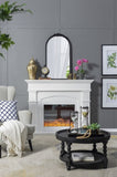 23" x 42" Hand Carved Rose Antique Mirror Frame, Wood Arch Mirror Wall Decor for Living Room, W2078126746
