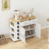 Multi-Functional Kitchen Island Cart with 2 Door Cabinet and Two Drawers,Spice Rack, Towel Holder, W757139001