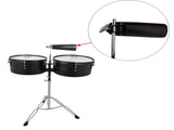 Percussion 13" & 14" Timbales Drum Set with Stand and Cowbell Black 80488868