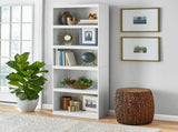 Framed 5-Shelf Bookcase with Adjustable Shelves, White 70436786