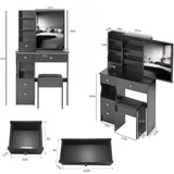 Small Size Left Drawer Desktop Vanity Table Cushioned Stool, Extra Large Sliding Mirror, Multi W936P226017