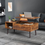 ZNTS Lift Top Coffee Table ,Wooden Furniture with Hidden Compartment and Adjustable Storage 06423427