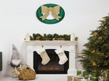 24in Pre-lit Outdoor Christmas Wreath Decoration, Lighted Metal Wreath with Golden Bow, Green and 30783060