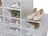 Shoe Storage Boxes 18 Pack Clear Plastic Stackable - White 71099697