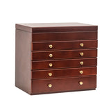 ZNTS Large Jewelry Organizer Wooden Storage Box 6 Layers Case with 5 Drawers, Brown 17065798