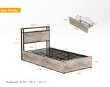 Twin Bed Frame, Storage Headboard with Charging Station, Solid and Stable, Noise Free, No Box Spring W2129P272269