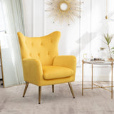 Sovarol Velvet Button-Tufted Wing Back Accent Chair, Yellow T2574P164253