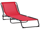 Wine Red Folding Chaise Lounge Pool Chair, 4-Position Reclining Back with Pillow & Breathable Mesh 52389150