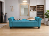 50 Inch End of Bed Storage , Button Tufted Bench with Rolled Arms & Wood Legs 62380519