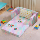 KS-Series All-Sponge Kids Double Foldable Sofa Bed Spray-Print Slant Peach Fabric 44768340