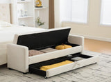 58.27" Wide Modern Upholstered Storage Bench Double Storage Space, Napped fabric Foot Stool W3189P445990