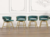 26" Bar Chair Suede Woven Bar Stool Set of 2,Golden legs Barstools No Adjustable Kitchen Island W2189132047