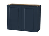 33" Navy Blue Shaker Wall Cabinet Solid Wood with 2 Adjustable Shelves Ready-to-Assemble for T2950P511193