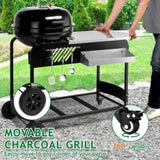 ZNTS Portable Charcoal Grill with Cart, BBQ Charcoal Grill with Porcelain-Enameled Lid & Slide Out Ash 02203572