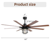 ZNTS Modern 66 Inch Ceiling Fan With 6 Speed Wind 8 Blades Remote Control Reversible DC Motor With Light W934P189487