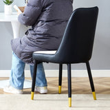 Modern Two-Tone PU Dining Chairs - White and spliced chairs With Gold Decorated Legs.White and W1151P217981