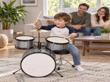 14" x 10" Kids 3-Drum, Poplar Wood Drum Kit with Brushed Gray Finish, Children's Beginner Drum 49485042