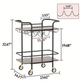 ZNTS 2 Tier Bar Cart Wheels, Serving Cart Wheels And 2 Handle, Outdoor Bar Cart For The Home 77151370