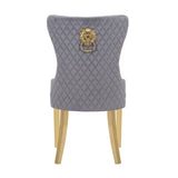 Simba Gold 2 Piece Dinning Chair Finish with Velvet Fabric in Dark Gray 659436250550