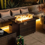 ZNTS 44inch Outdoor Fire Pit Table, Propane Fire Table with Ceramic Tabletop Gas Fire Table 93815436